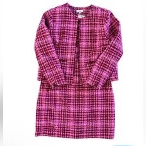 On 34th size 4 blazer and dress tweed pink plaid coquette preppy old money chic
